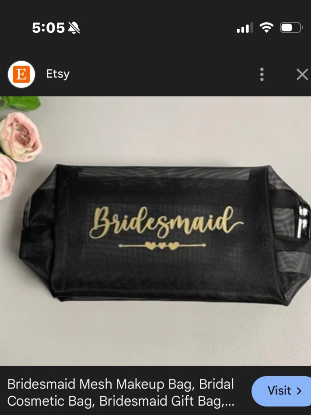 Black Bridesmaid Cosmetic Pouch